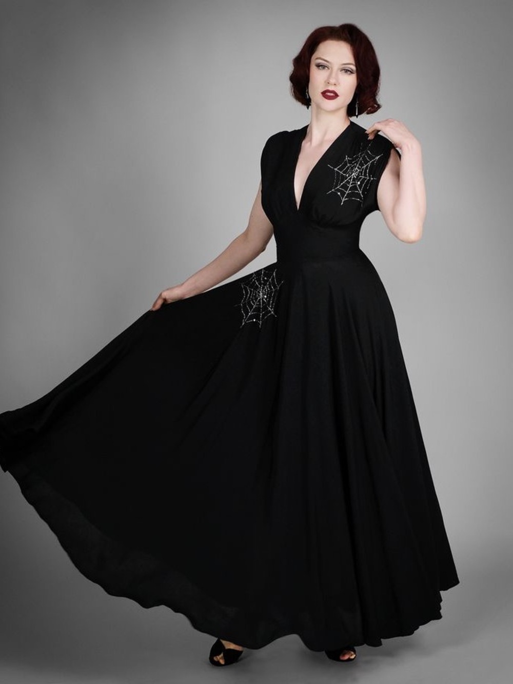 Trashy Diva Black “Charlottes Web” Maxi Dress with Spiderweb Accents - Picture 2 of 8